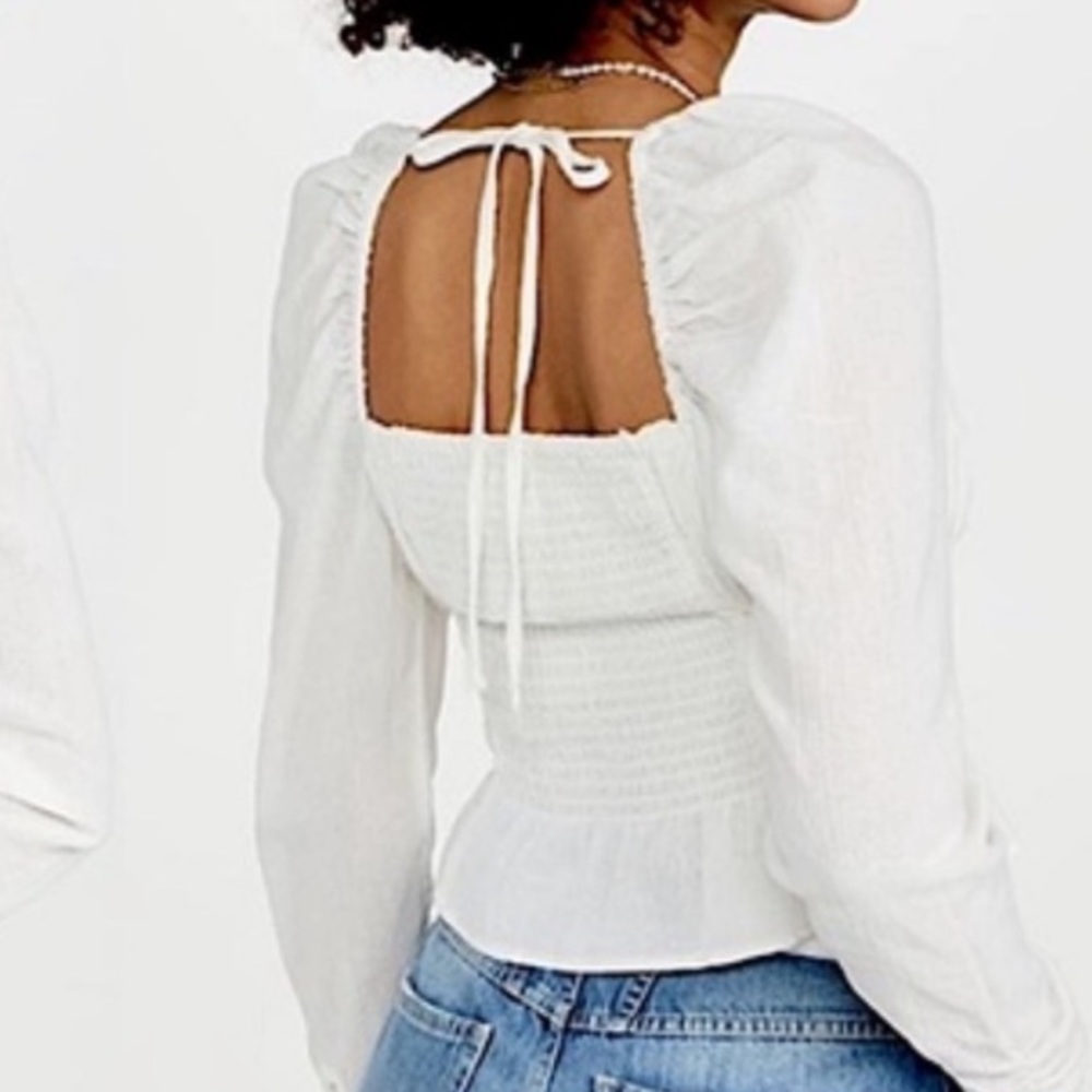 FREE PEOPLE CHLOE LONG SLEEVE TOP MEDIUM WHITE - Picture 3 of 6